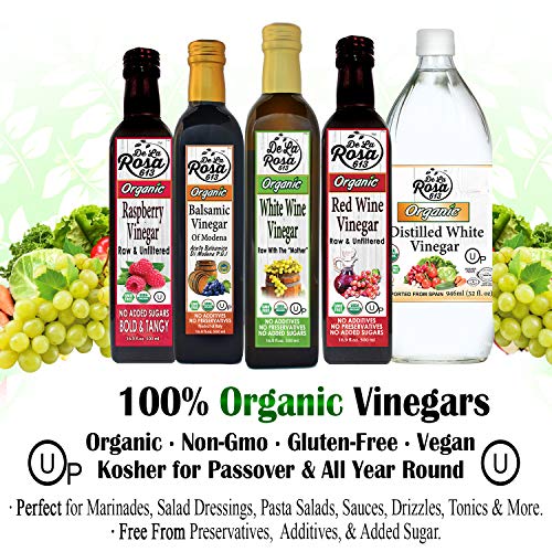 Organic White Wine Vinegar - De La Rosa 16.9Oz - Raw &Amp; Unfiltere