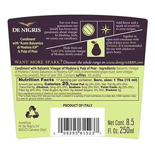 Di Negris Fruttati Balsamic Pear Vinegar, 8-Ounce