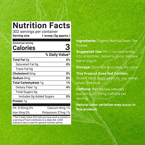 Organic Matcha Green Tea Powder, 2lbs 907g | Zero Sugar, First...