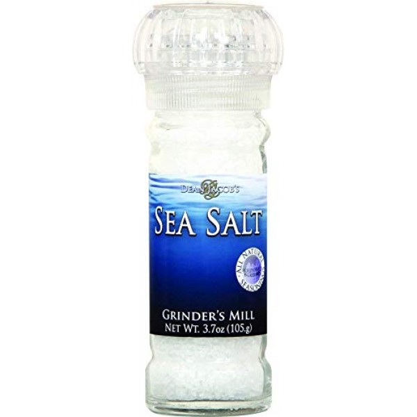 Dean Jacobs Sea Salt - Glass Salt Grinder With Salt - Refillable