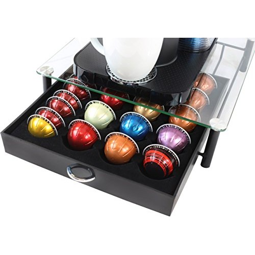 Decobros Crystal Tempered Glass Nespresso Vertuoline Storage Dra