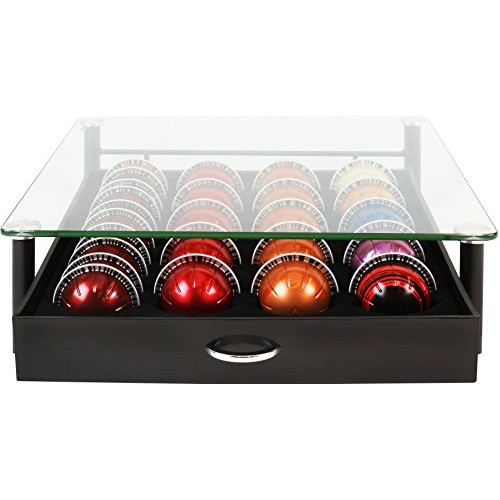 Decobros Crystal Tempered Glass Nespresso Vertuoline Storage Dra