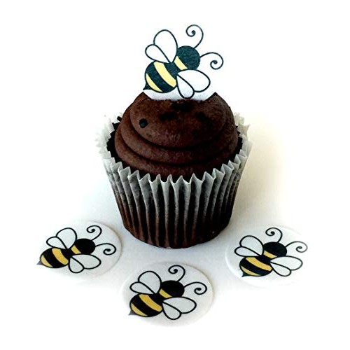 Bumble Bee Honey Wafer Paper Toppers 1.5 Inch For Decorating Des