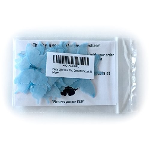 Pastel Light Blue Wafer Paper Butterflies 1.75 Inch For Decorati