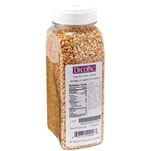 Decopac Confetti Gold Quins Sprinkles 19.5 Oz.
