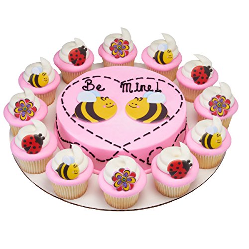 Decopac Spring Blossom Ladybug And Bumble Bee Cupcake Rings - 24 Pc