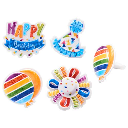 Happy Birthday Cupcake Rings - 24 Ct