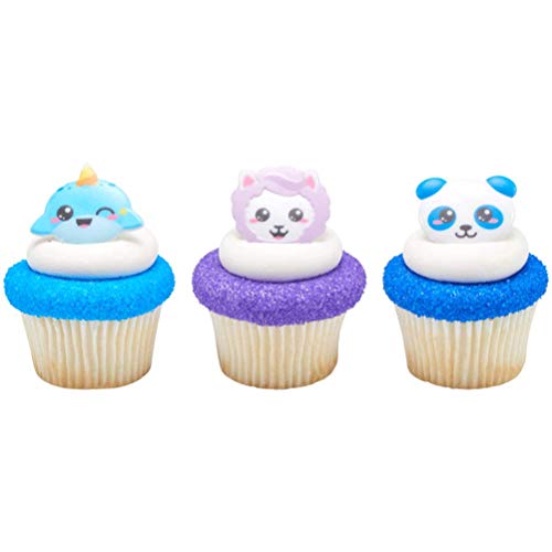 Kawaii Characters Cupcake Rings - 24 Pc