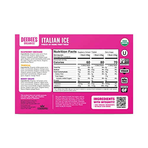 DeeBees Organics Italian Ice Variety Pack, Spoonable Treat Burs...