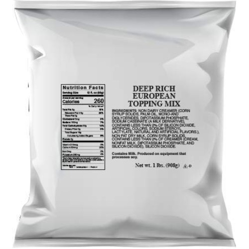 Deep Rich European Cappuccino Topping Mix 1 Lb For Use In Bean