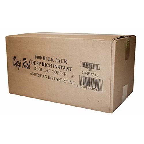 Deep Rich Instant Coffee 1000 Count Single Serve 1.4 Gram Packets