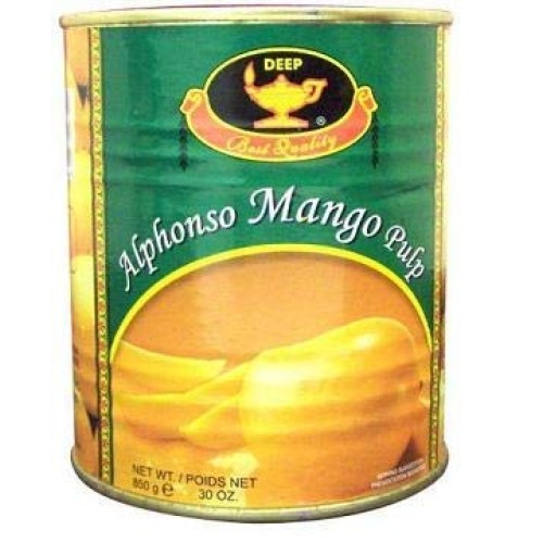 Deep Alphonso Mango Pulp - 850 Grams / 30 Oz. Pack Of 6