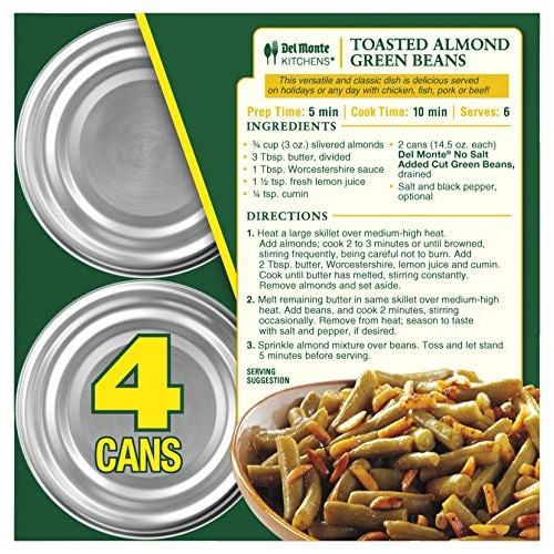 Del Monte Cut Blue Lake Green Beans With No Added Salt 4-14.5 Oz