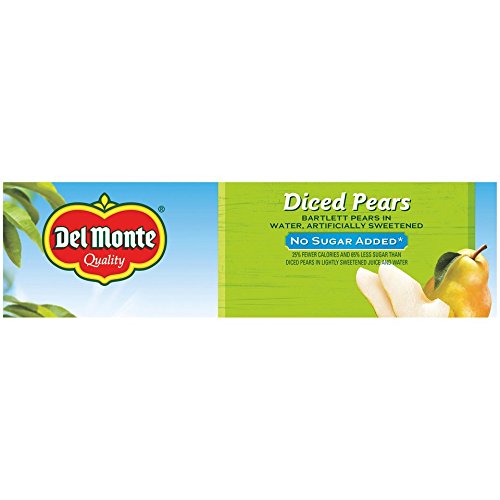 Del Monte No Sugar Added Diced Pears Cup, 16 Oz