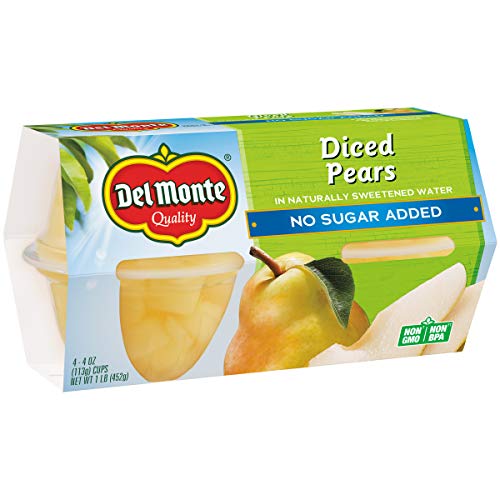 Del Monte No Sugar Added Diced Pears Cup, 16 Oz