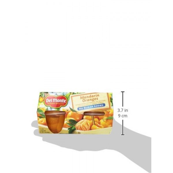 Del Monte No Sugar Added Mandarin Oranges in Water Fruit Cup, 4-...