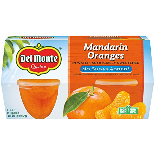 Del Monte No Sugar Added Mandarin Oranges In Water Fruit Cup, 4-