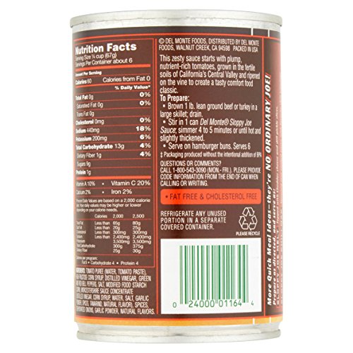 Del Monte Sloppy Joe Sauce Original 15 Oz Pack Of 6