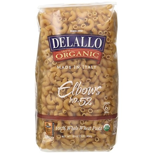 Delallo Organic Whole Wheat Elbows #52, 16-Ounce Units Pack Of 16