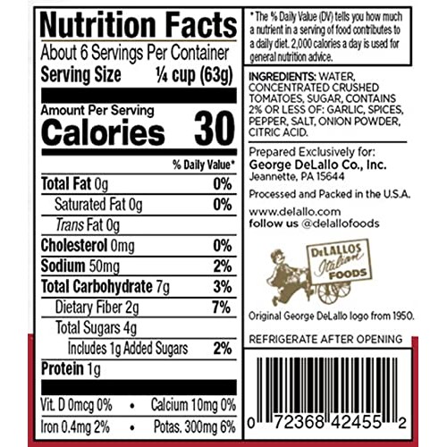 DeLallo Classic Pizzeria-Style Pizza Sauce, 14oz Jar