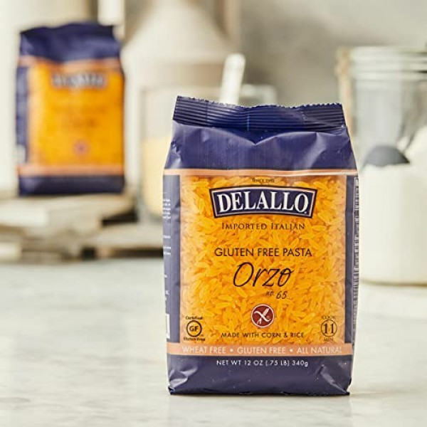 Delallo Gluten Free Corn & Rice Pasta Orzo No.65 -- 12 oz - 2 pc