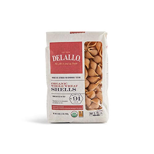 Delallo Organic Whole-Wheat Shells Pasta 1 Lb. Pack Of 16
