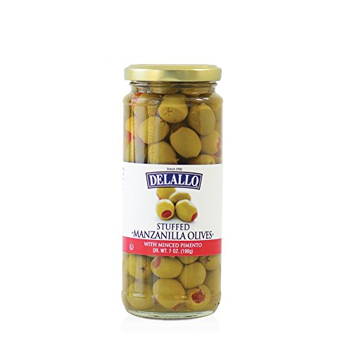 Delallo Stuffed Manzanilla Olives, 7 Ounce Pack Of 12
