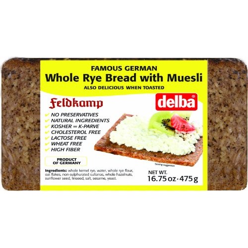 Delba Famous German Whole Rye Bread with Muesli, 16.75 Ounce Pa...