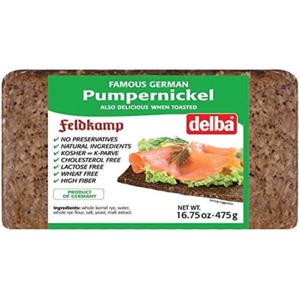 Delba Famous German Pumpernickel Bread, 16.75 Ounce Pack of 12