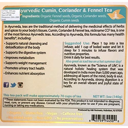 Ayurvedic Detox Cumin, Coriander And Fennel Tea - Organic Detox