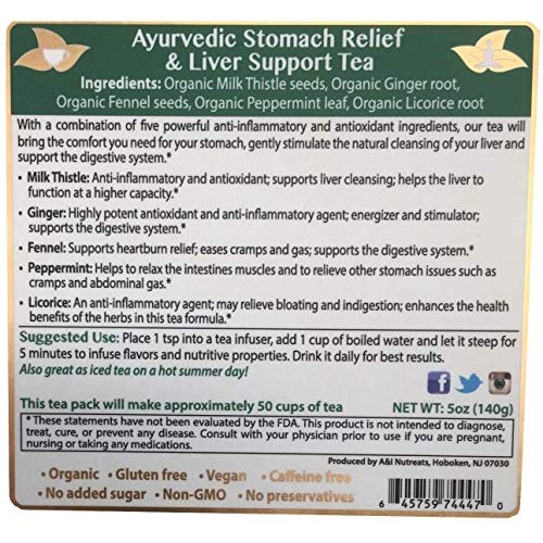 Ayurvedic Detox Tea - Stomach Relief &Amp; Liver Cleansing - Organic