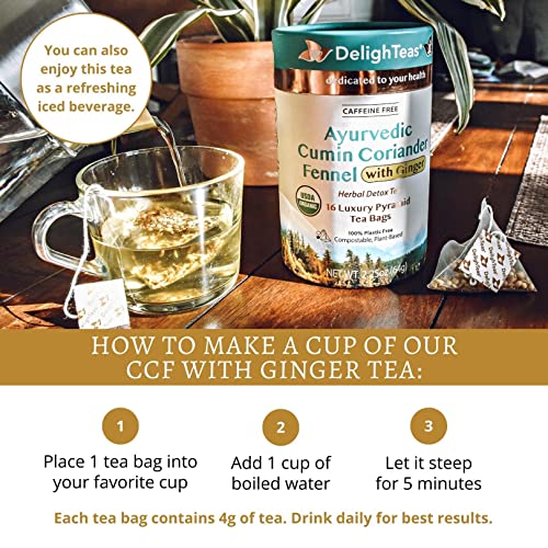 DelighTeas Organic Digest & Detox CCF Tea with Ginger | Eco-Cons...