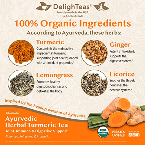 DelighTeas Organic Turmeric Ginger Tea | Ayurvedic Loose Leaf He...