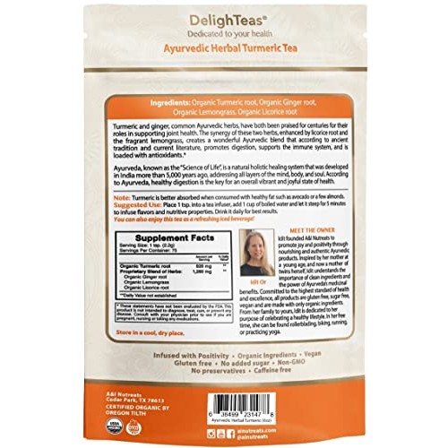DelighTeas Organic Turmeric Ginger Tea | Ayurvedic Loose Leaf He...