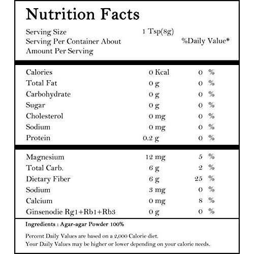 Delimam Organic Agar Agar Powder 3.53Oz Vegetable Gelatin Dietar