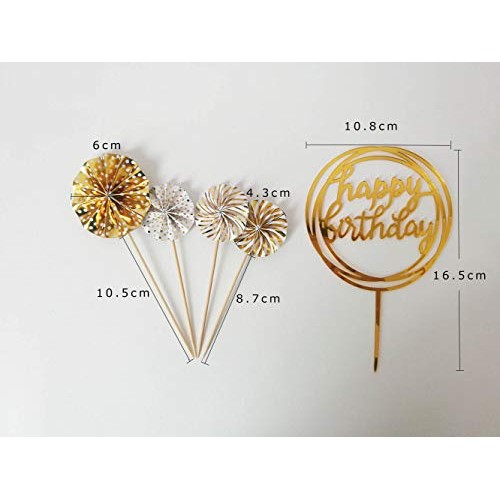 Demissir Happy Birthday Cake Toppers, A Series Of Golden Paper F