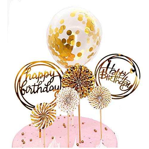 Demissir Happy Birthday Cake Toppers, A Series Of Golden Paper F