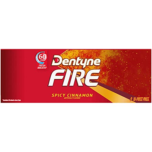 Dentyne Fire Spicy Cinnamon Sugar Free Gum, 9 Packs Of 16 Pieces