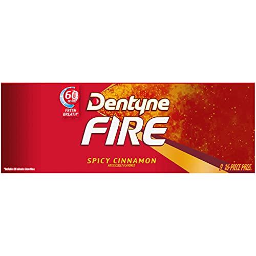 Dentyne Fire Spicy Cinnamon Sugar Free Gum, 9 Packs Of 16 Pieces