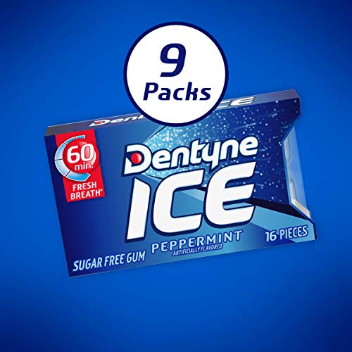Dentyne Ice Peppermint Sugar Free Gum, 9 Packs Of 16 Pieces 144