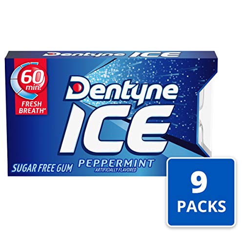 Dentyne Ice Peppermint Sugar Free Gum, 9 Packs Of 16 Pieces 144
