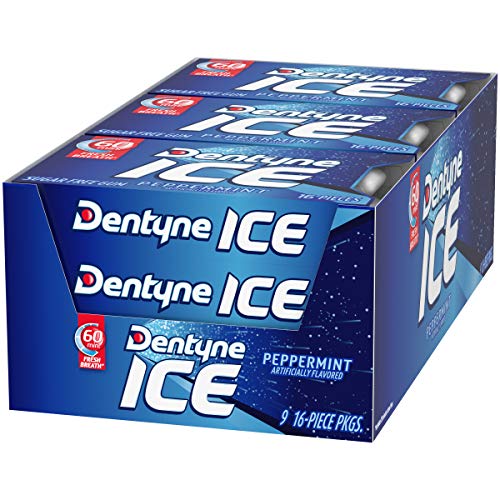 Dentyne Ice Peppermint Sugar Free Gum, 9 Packs Of 16 Pieces 144
