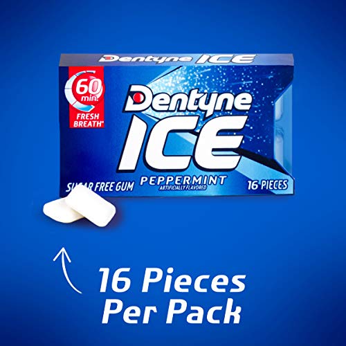 Dentyne Ice Peppermint Sugar Free Gum, 9 Packs Of 16 Pieces 144