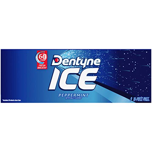 Dentyne Ice Peppermint Sugar Free Gum, 9 Packs Of 16 Pieces 144