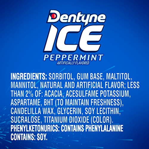 Dentyne Ice Peppermint Sugar Free Gum, 9 Packs Of 16 Pieces 144