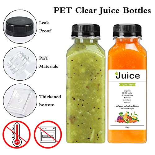 DEPEPE 24 Pack 12oz Plastic Juice Bottles with Caps, Empty Clear...