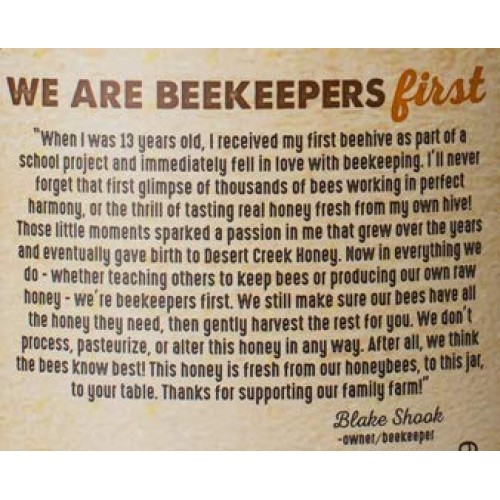 Raw, Unfiltered, Unpasteurized Texas Honey By Desert Creek Honey