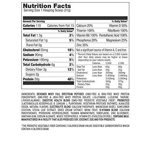 Designer Protein Whey Protein Powder, Gourmet Chocolate, 2 Lb, N