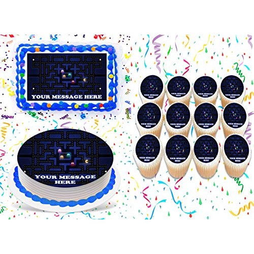 Pac Man Cake Topper Edible Image Personalized Cupcakes Frosting