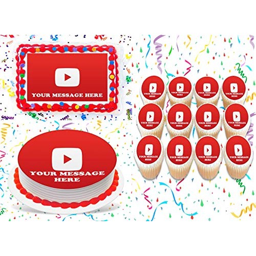Youtube Cake Topper Edible Image Personalized Cupcakes Frosting
